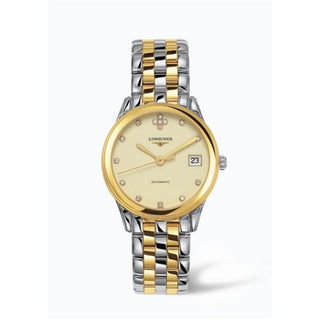 Longines - L4.774.3.07.7  Flagship 35.6 Automatic Two Tone Cream Diamond