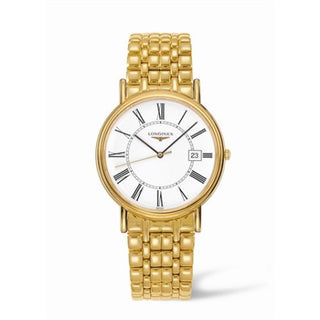 Longines - L4.790.2.11.8  Presence 38.5 Quartz PVD Gold / White - Roman / Bracelet