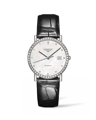 Longines - L4.809.0.87.2  Elegant Collection 34.5 Automatic Stainless Steel / Diamond / MOP / Strap