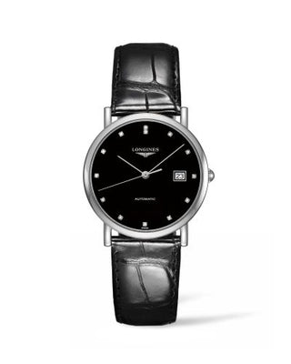 Longines - L4.809.4.57.2  Elegant Collection 34.5 Automatic Stainless Steel / Black / Strap