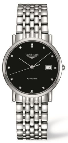 Longines - L4.809.4.57.6  Elegant Collection 34.5 Automatic Stainless Steel / Black / Bracelet