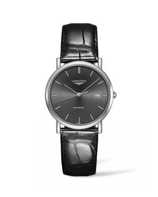 Longines - L4.809.4.72.2  Elegant Collection 34.5 Automatic Stainless Steel / Grey / Strap