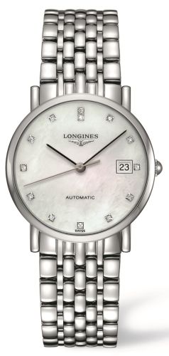 Longines - L4.809.4.87.6  Elegant Collection 34.5 Automatic Stainless Steel / MOP / Bracelet