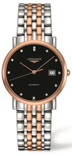 Longines - L4.809.5.57.7  Elegant Collection 34.5 Automatic Stainless Steel / Red Gold / Black