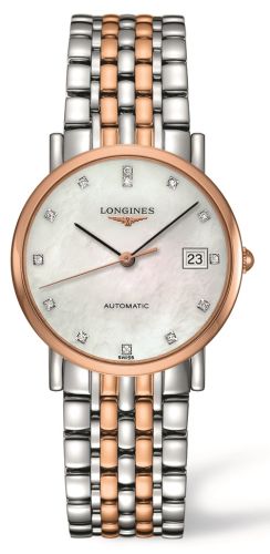 Longines - L4.809.5.87.7  Elegant Collection 34.5 Automatic Stainless Steel / Red Gold / MOP