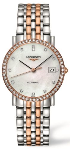 Longines - L4.809.5.88.7  Elegant Collection 34.5 Automatic Stainless Steel / Red Gold / Diamond / MOP