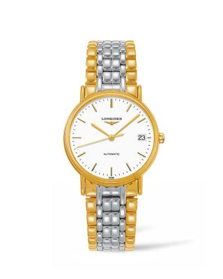 Longines - L4.821.2.12.7  Presence Automatic 34.5mm Stainless Steel / PVD Gold / White / Bracelet