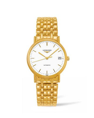 Longines - L4.821.2.12.8  Presence Automatic 34.5mm Stainless Steel / PVD Gold / White / Bracelet