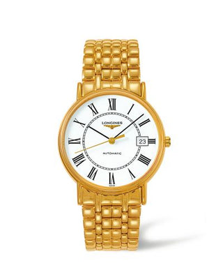 Longines - L4.921.2.11.8  Presence 38.5 Automatic PVD Gold / White - Roman / Bracelet