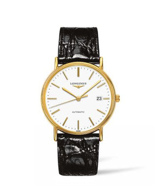 Longines - L4.921.2.12.2  Presence 38.5 Automatic PVD Gold / White / Strap