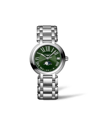 Longines - L8.115.4.61.6  PrimaLuna 30.5 Quartz Moonphase Stainless Steel / Green - Roman / Bracelet