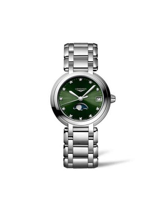 Longines - L8.115.4.67.6  PrimaLuna 30.5 Quartz Moonphase Stainless Steel / Green - Diamond / Bracelet