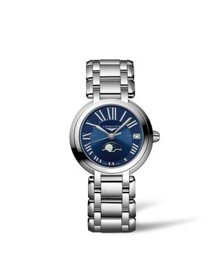 Longines - L8.115.4.91.6  PrimaLuna 30.5 Quartz Moonphase Stainless Steel / Blue - Roman / Bracelet