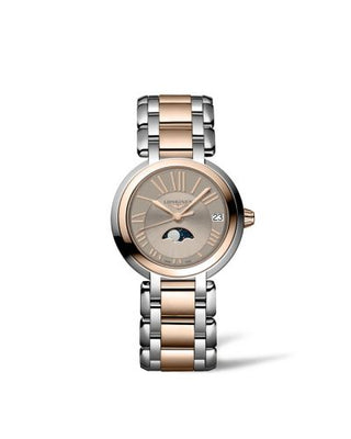 Longines - L8.115.5.61.7  PrimaLuna 30.5 Quartz Moonphase Stainless Stee - Pink Gold / Taupe - Roman / Bracelet