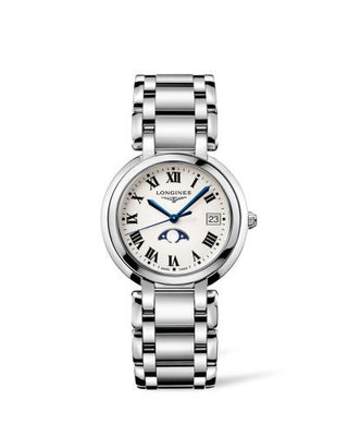 Longines - L8.116.4.71.6  PrimaLuna 34 Quartz Moonphase Stainless Steel / Silver - Roman / Bracelet