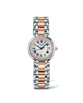 Longines - L8.110.5.79.6  PrimaLuna Quartz 26.5 Stainless Steel / Pink Gold / Diamond / Silver - Roman / Bracelet