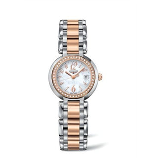 Longines - L8.110.5.88.6  PrimaLuna Quartz 26.5 Stainless Steel / Pink Gold / Diamond / MOP - Arabic / Bracelet