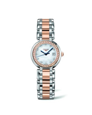 Longines - L8.110.5.89.6  PrimaLuna Quartz 26.5 Stainless Steel / Pink Gold / Diamond / MOP / Bracelet