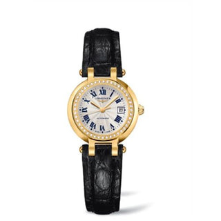 Longines - L8.111.7.78.2  PrimaLuna Automatic 26.5 Yellow Gold Diamond Leather