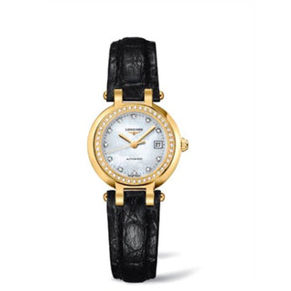 Longines - L8.111.7.87.2  PrimaLuna Automatic 26.5 Yellow Gold Diamond Leather MOP