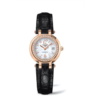 Longines - L8.111.9.83.2  PrimaLuna Automatic 26.5 Pink Gold Diamond Leather Funky MOP