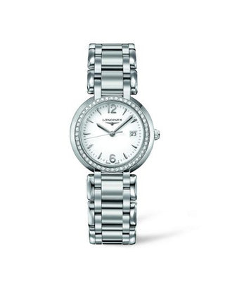 Longines - L8.112.0.16.6  PrimaLuna Quartz 30 Stainless Steel / Diamond / White / Bracelet