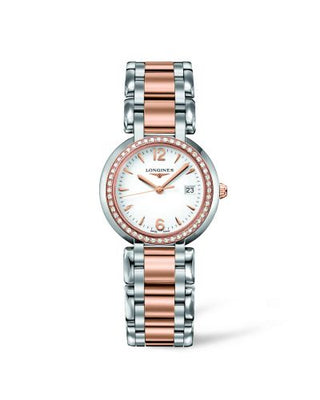 Longines - L8.112.5.19.6  PrimaLuna Quartz 30 Stainless Steel / Pink Gold / Diamond / White / Bracelet