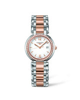 Longines PrimaLuna Quartz 30 Stainless Steel / Pink Gold / Silver - Roman / Bracelet (L8.112.5.19.6)