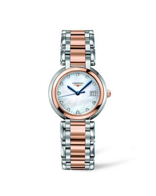 Longines - L8.112.5.87.6  PrimaLuna Quartz 30 Stainless Steel / Pink Gold / MOP