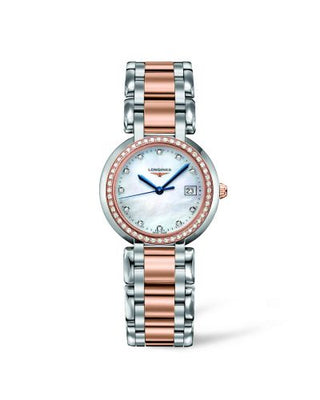 Longines - L8.112.5.89.6  PrimaLuna Quartz 30 Stainless Steel / Pink Gold / Diamond / MOP / Bracelet