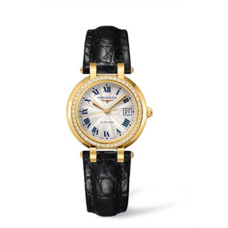 Longines - L8.113.7.78.2  PrimaLuna Automatic 30 Yellow Gold Diamond Leather