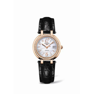 Longines - L8.113.9.83.2  PrimaLuna Automatic 30 Pink Gold Diamond Leather Funky MOP