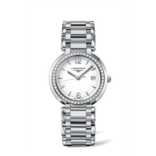 Longines - L8.114.0.16.6  PrimaLuna Quartz 34 Stainless Steel / Diamond / White / Bracelet