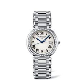 Longines - L8.114.0.71.6  PrimaLuna Quartz 34 Stainless Steel / Diamond / Silver - Roman / Bracelet