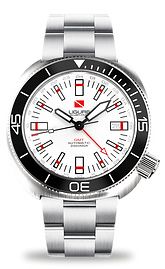 Ligure - LWT21003  Tartaruga Scuba Diver GMT Stainless Steel / White / Bracelet