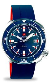 Ligure - LWT21009  Tartaruga Scuba Diver Stainless Steel / Blue  / Rubber