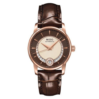 Mido - M007.207.36.291.00  Baroncelli Lady Diamonds Rose Gold  / Brown