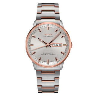 Mido - M021.431.22.031.00  Commander Chronometer Stainless Steel - Rose Gold / Silver / Bracelet