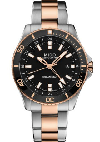 Mido - M026.629.22.051.00  Ocean Star GMT Stainless Steel / Rose Gold / Black / Bracelet