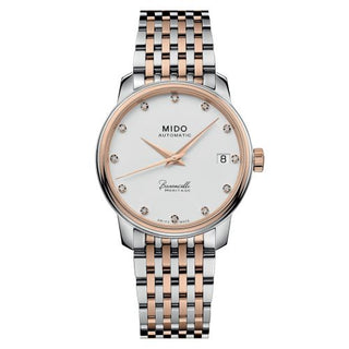 Mido - M027.207.22.016.00  Baroncelli Heritage Lady Stainless Steel - Rose Gold / White - Diamond / Bracelet