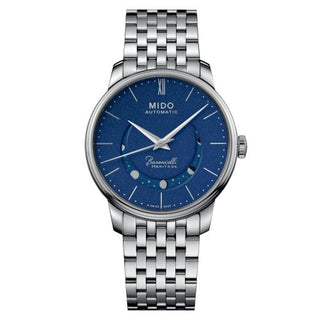 Mido - M027.407.11.040.00  Baroncelli Heritage Smiling Moon 39 Stainless Steel / Blue