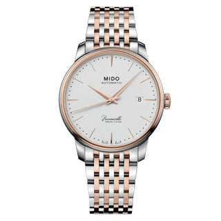 Mido - M027.407.22.011.00  Baroncelli Heritage Stainless Steel - Rose Gold / White