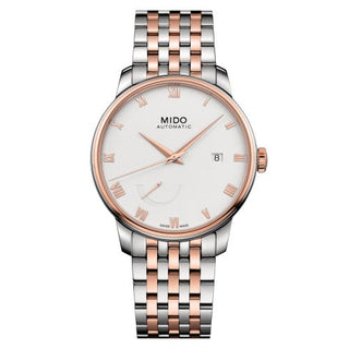 Mido - M027.428.22.013.00  Baroncelli Power Reserve Stainless Steel - Rose Gold / White / Bracelet