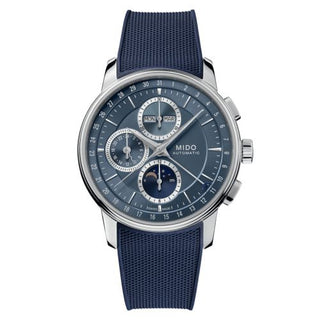 Mido - M027.625.17.041.00  Baroncelli Chronograph Moonphase Stainless Steel / Blue / Rubber