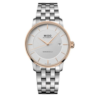 Mido - M037.407.21.031.00  Baroncelli Signature 39 Stainless Steel - Rose Gold / Silver / Bracelet