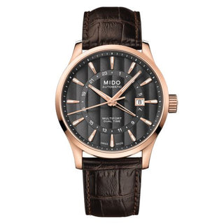 Mido - M038.429.36.061.00  Multifort Dual Time Rose Gold / Grey