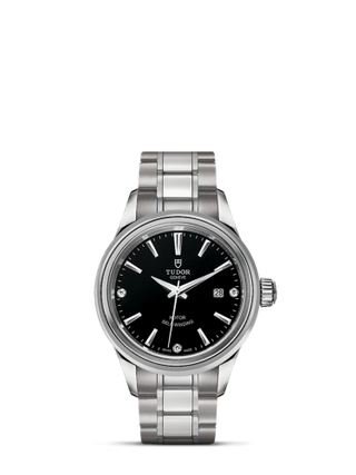 Tudor - 12100-0004  Style 28 Stainless Steel / Black-Diamond / Bracelet