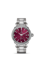 Tudor Style 28 Stainless Steel / Burgundy-Diamond / Strap (12100-0015)