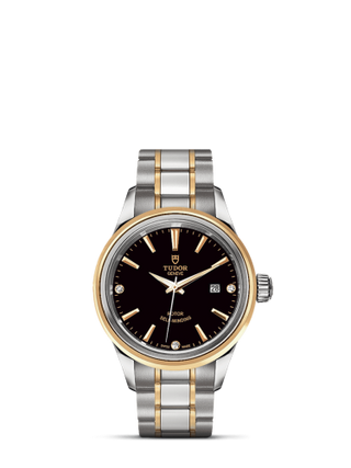 Tudor - 12103-0006  Style 28 Stainless Steel / Yellow Gold / Black-Diamond / Bracelet