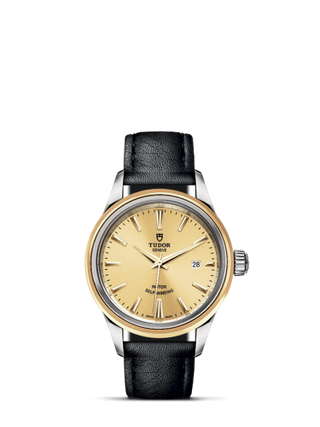 Tudor - 12103-0007  Style 28 Stainless Steel / Yellow Gold / Champagne / Strap